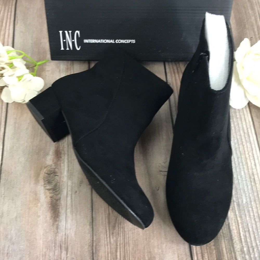 I-N-C Floriann Black Suede Booties